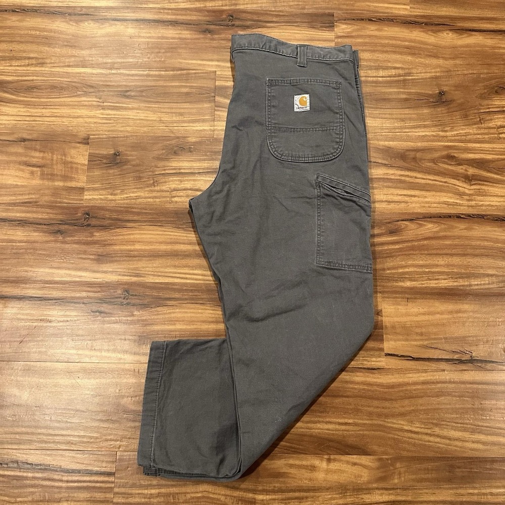 Carhartt Pants Mens 42x30 Gray Relaxed Fit Canvas Work Carpenter Straight Leg
